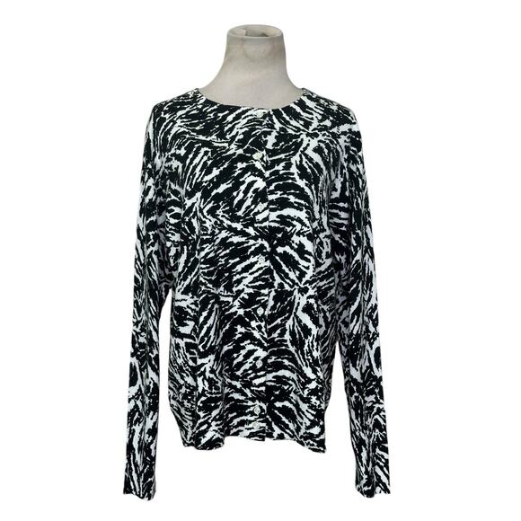 Good Clothes black white print long sleeves button cardigan size XL - Picture 1 of 9